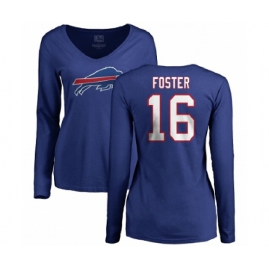 NFL Women's Nike Buffalo Bills #16 Robert Foster Royal Blue Name & Number Logo Long Sleeve T-Shirt - Ujersey