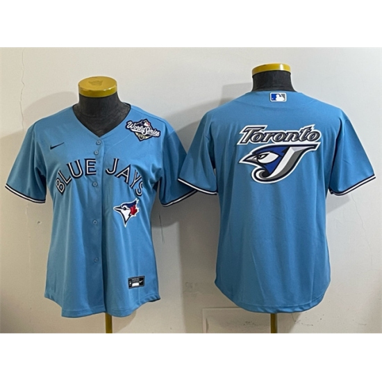 Women's Toronto Blue Jays Team Big Logo Blue 2025 World Series Cool Base Stitched Baseball Jersey(Run Small) - Ujersey