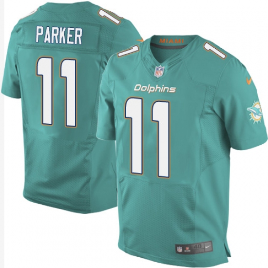 Men's Nike Miami Dolphins #11 DeVante Parker Elite Aqua Green Team Color NFL Jersey - Ujersey
