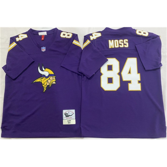 Men's Minnesota Vikings #84 Randy Moss Purple Throwback Football Stitched Jersey - Ujersey