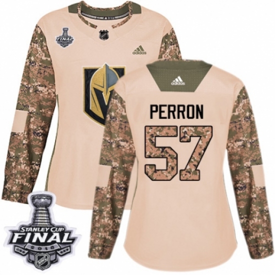 Women's Adidas Vegas Golden Knights #57 David Perron Authentic Camo Veterans Day Practice 2018 Stanley Cup Final NHL Jersey - Ujersey