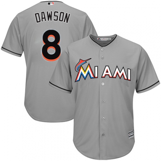 Men's Majestic Miami Marlins #8 Andre Dawson Replica Grey Road Cool Base MLB Jersey - Ujersey