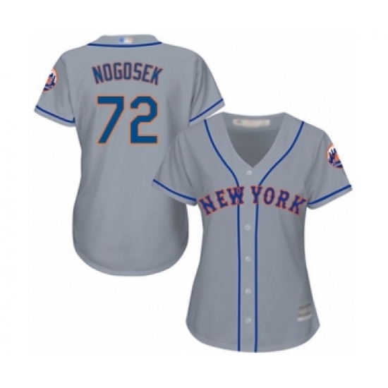 Women's New York Mets #72 Stephen Nogosek Authentic Grey Road Cool Base Baseball Player Jersey - Ujersey