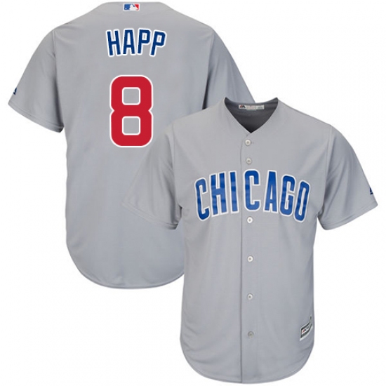 Youth Majestic Chicago Cubs #8 Ian Happ Authentic Grey Road Cool Base MLB Jersey