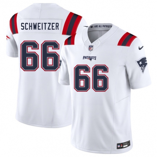 Men's New England Patriots #66 Wes Schweitzer White 2025 F.U.S.E. Vapor Limited Football Stitched Jersey - Ujersey