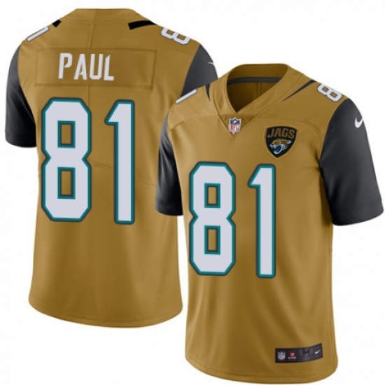 Youth Nike Jacksonville Jaguars #81 Niles Paul Limited Gold Rush Vapor Untouchable NFL Jersey - Ujersey