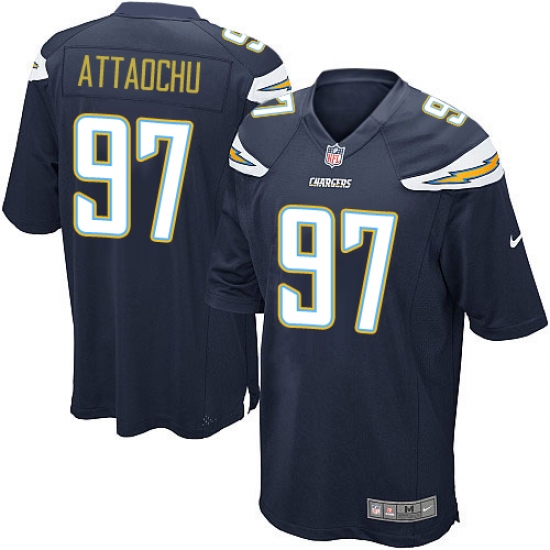 Men's Nike Los Angeles Chargers #97 Jeremiah Attaochu Game Navy Blue Team Color NFL Jersey - Ujersey