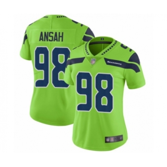 Women's Seattle Seahawks #98 Ezekiel Ansah Limited Green Rush Vapor Untouchable Football Jersey