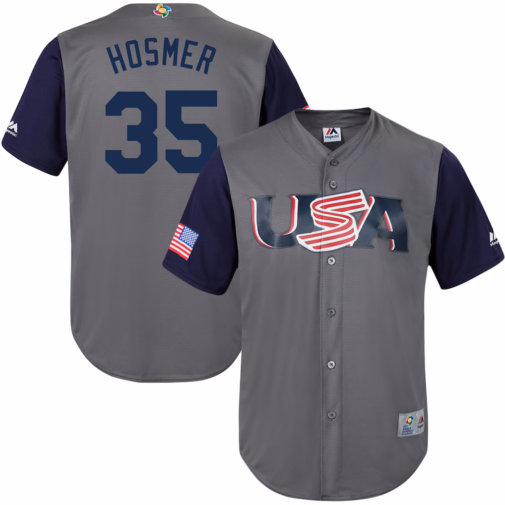 Men's USA Baseball Eric Hosmer Majestic Gray 2017 World Baseball Classic Replica Jersey - ujerseystore