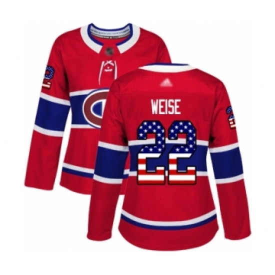 Women's Montreal Canadiens #22 Dale Weise Authentic Red USA Flag Fashion Hockey Jersey - Ujersey