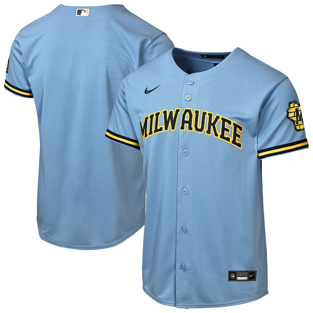 Youth Milwaukee Brewers Nike Powder Blue Road Stadium Jersey - ujerseystore