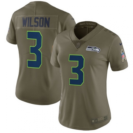 Women's Nike Seattle Seahawks #3 Russell Wilson Limited Olive 2017 Salute to Service NFL Jersey - Ujersey