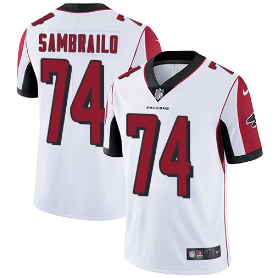 Men's Nike Atlanta Falcons #74 Ty Sambrailo White Vapor Untouchable Limited Player NFL Jersey - Ujersey