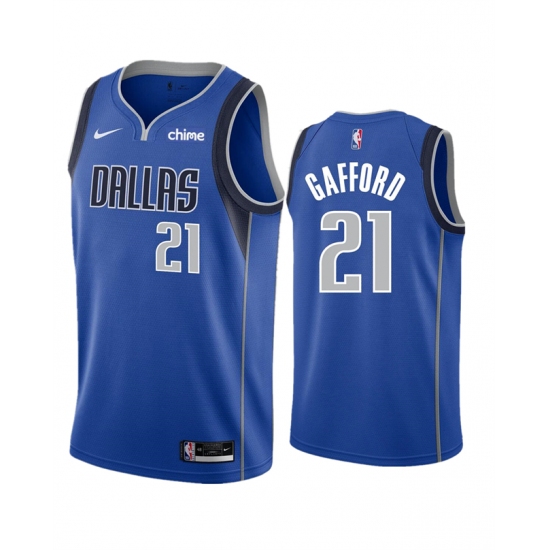 Men's Dallas Mavericks #21 Daniel Gafford Blue Icon Edition Stitched Basketball Jersey - Ujersey