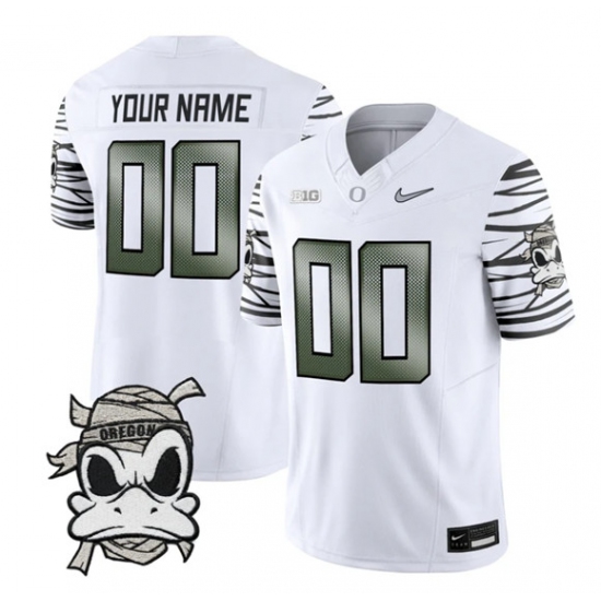Men's Oregon Ducks Active Player Custom White 2025 F.U.S.E. Mummy Duck Vapor Limited V1 Stitched Football Jersey - Ujersey