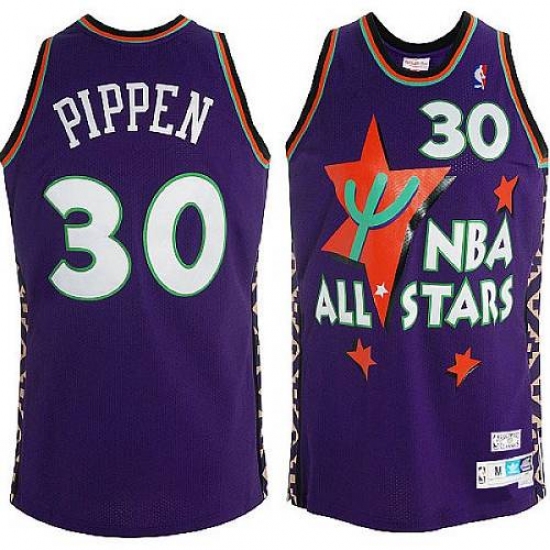Men's Adidas Chicago Bulls #30 Scottie Pippen Swingman Purple 1995 All Star Throwback NBA Jersey - Ujersey