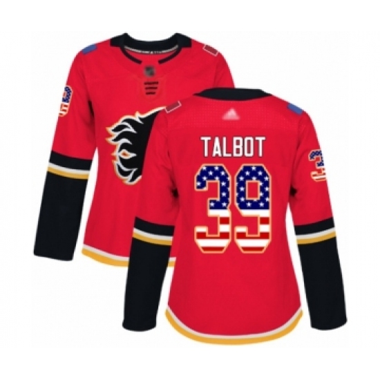 Women's Calgary Flames #39 Cam Talbot Authentic Red USA Flag Fashion Hockey Jersey - Ujersey