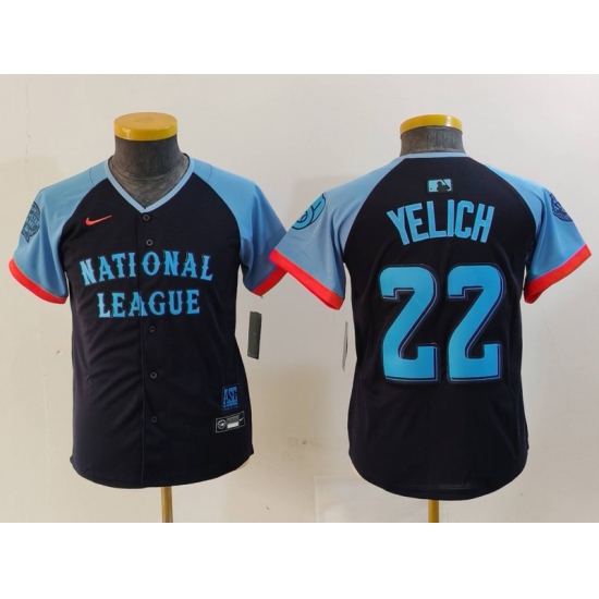 Youth Milwaukee Brewers #22 Christian Yelich Navy 2024 All Star Limited Stitched Jersey - Ujersey