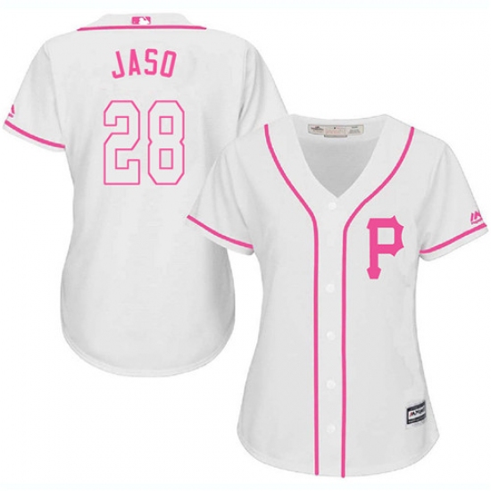 Women's Majestic Pittsburgh Pirates #28 John Jaso Replica White Fashion Cool Base MLB Jersey - Ujersey