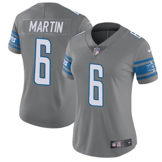 Women's Nike Detroit Lions #6 Sam Martin Limited Steel Rush Vapor Untouchable NFL Jersey - Ujersey