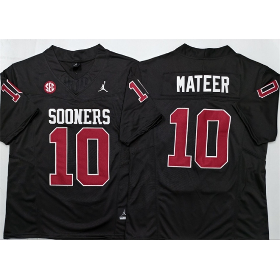 Men's Oklahoma Sooners #10 John Mateer Black 2025 F.U.S.E. Stitched Jersey - Ujersey