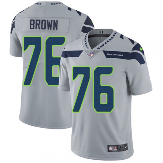 Youth Nike Seattle Seahawks #76 Duane Brown Grey Alternate Vapor Untouchable Elite Player NFL Jersey - Ujersey