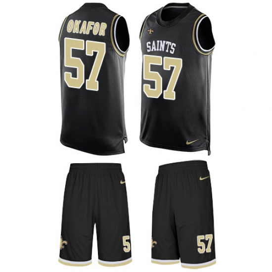 Men's Nike New Orleans Saints #91 Alex Okafor Limited Black Tank Top Suit NFL Jersey - Ujersey