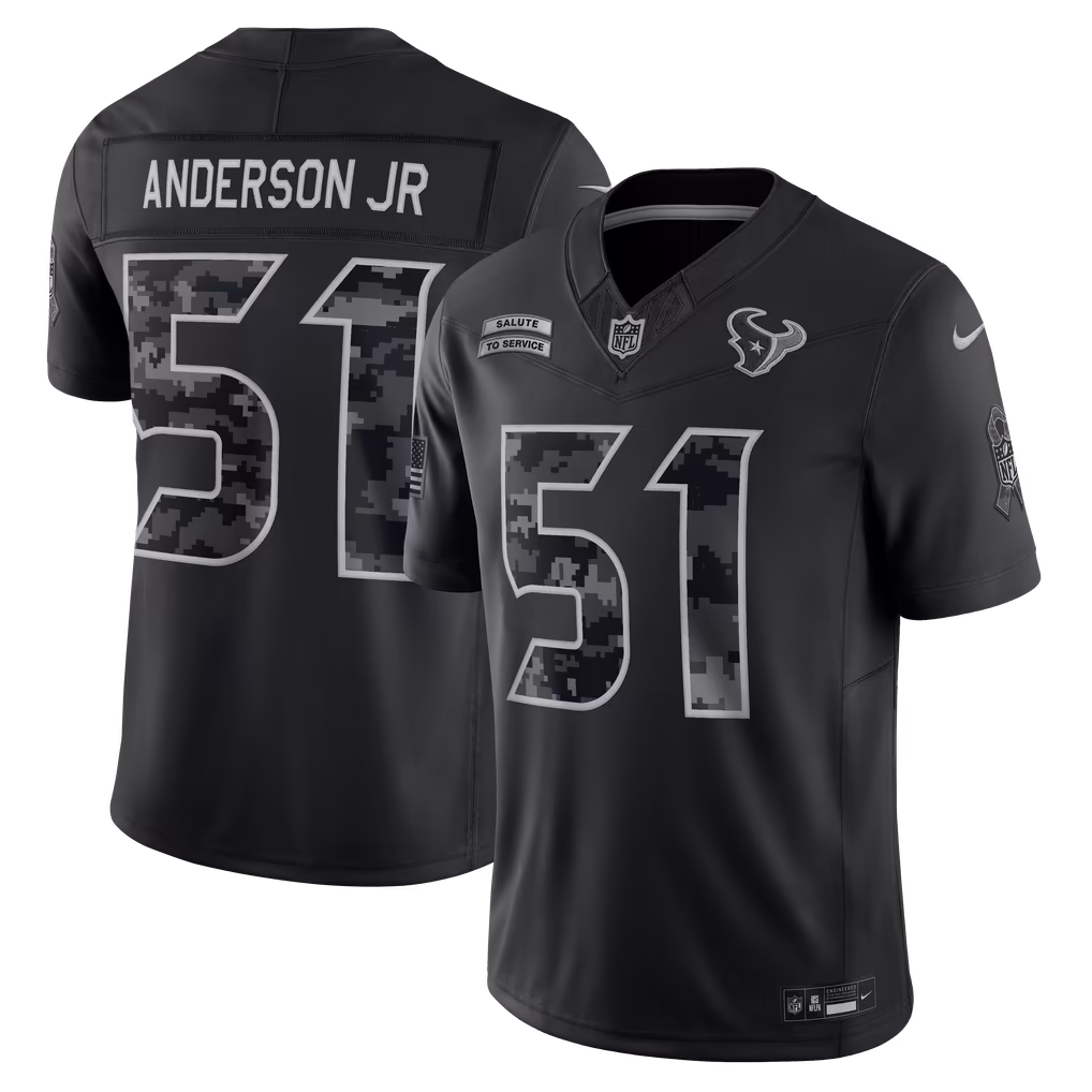Men's Houston Texans Will Anderson Jr. Nike Black 2026 Salute to Service Stitched Limited Jersey - Ujersey