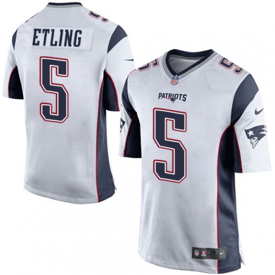 Men's Nike New England Patriots #5 Danny Etling Game White NFL Jersey - Ujersey