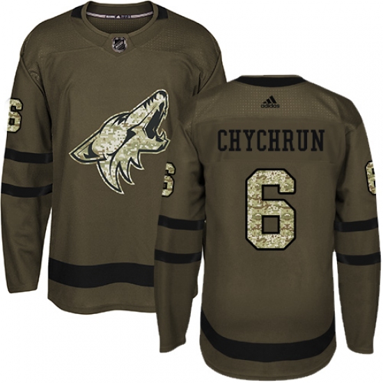 Youth Adidas Arizona Coyotes #6 Jakob Chychrun Premier Green Salute to Service NHL Jersey - Ujersey