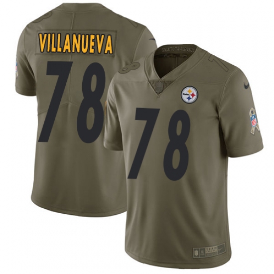 Youth Nike Pittsburgh Steelers #78 Alejandro Villanueva Limited Olive 2017 Salute to Service NFL Jersey - Ujersey