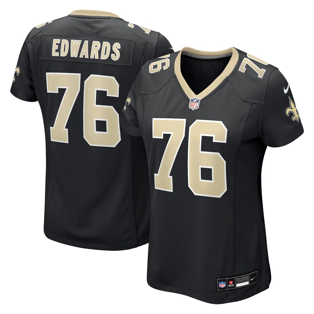 Women's New Orleans Saints David Edwards Nike Black Team Game Jersey - Ujersey