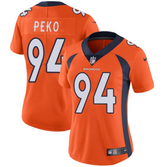 Women's Nike Denver Broncos #94 Domata Peko Orange Team Color Vapor Untouchable Limited Player NFL Jersey - Ujersey