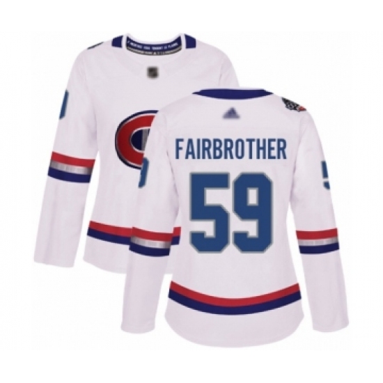 Women's Montreal Canadiens #59 Gianni Fairbrother Authentic White 2017 100 Classic Hockey Jersey - Ujersey