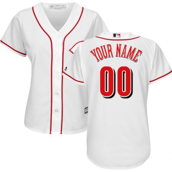 Women's Cincinnati Reds Majestic White Home Cool Base Custom Jersey - Ujersey