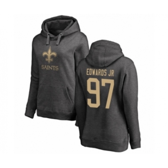 Football Women's New Orleans Saints #97 Mario Edwards Jr Ash One Color Pullover Hoodie - Ujersey