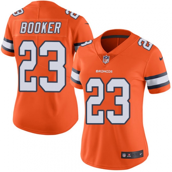 Women's Nike Denver Broncos #23 Devontae Booker Limited Orange Rush Vapor Untouchable NFL Jersey - Ujersey