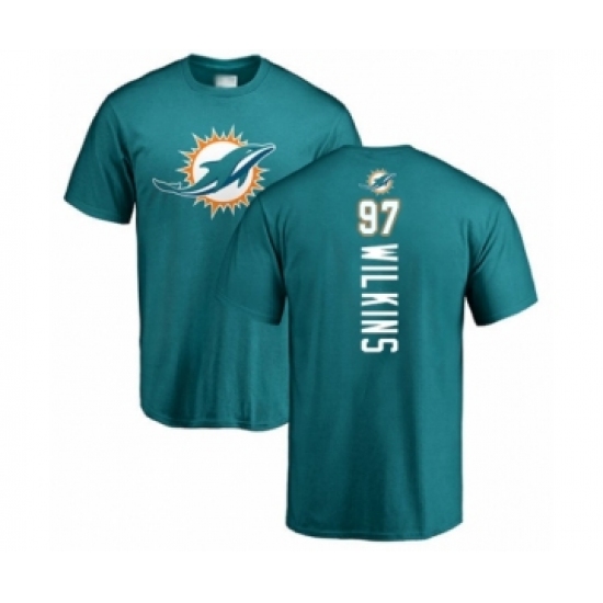 Football Miami Dolphins #97 Christian Wilkins Aqua Green Backer T-Shirt - Ujersey