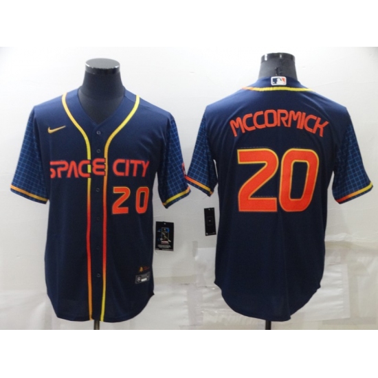 Men's Houston Astros #20 Chas McCormick Navy Blue City Connect Cool Base Stitched Jersey - Ujersey