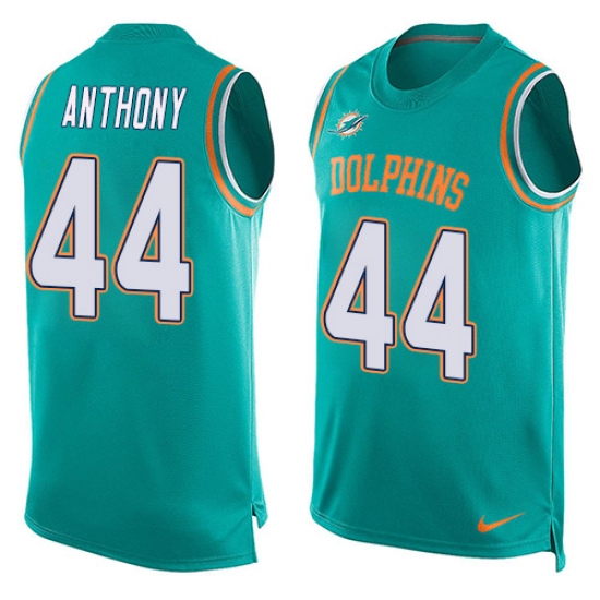 Men's Nike Miami Dolphins #44 Stephone Anthony Limited Aqua Green Player Name & Number Tank Top NFL Jersey - Ujersey