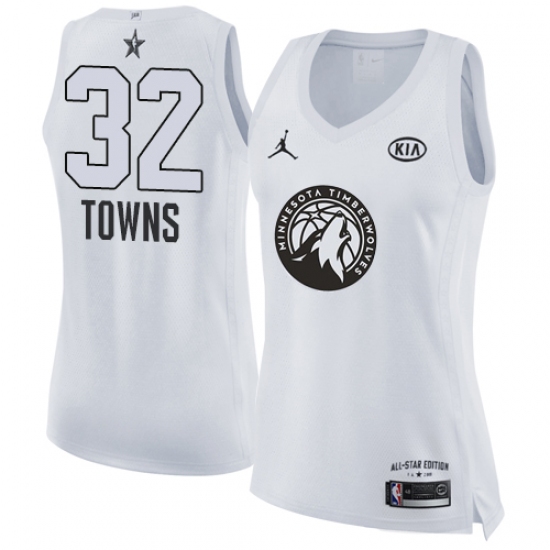 Women's Nike Jordan Minnesota Timberwolves #32 Karl-Anthony Towns Swingman White 2018 All-Star Game NBA Jersey - Ujersey