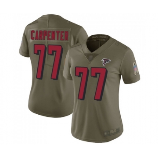 Women's Atlanta Falcons #77 James Carpenter Limited Olive 2017 Salute to Service Football Jersey - Ujersey