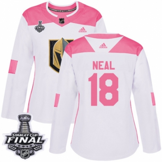 Women's Adidas Vegas Golden Knights #18 James Neal Authentic White/Pink Fashion 2018 Stanley Cup Final NHL Jersey - Ujersey