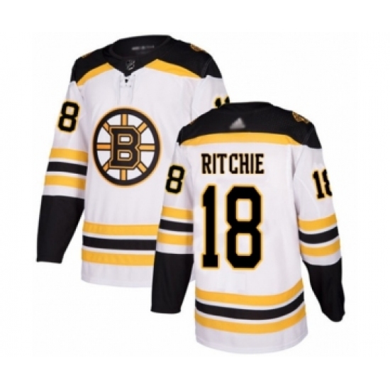 Youth Boston Bruins #18 Brett Ritchie Authentic White Away Hockey Jersey