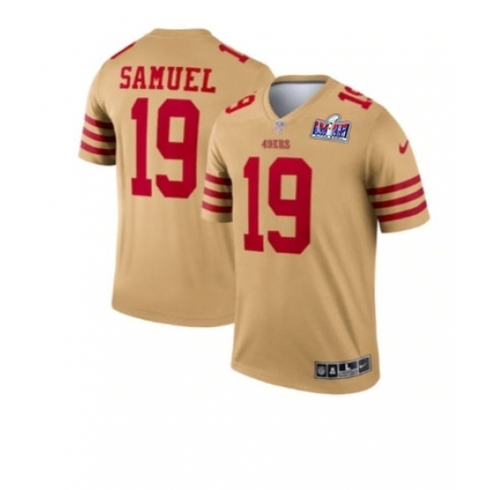 Men's San Francisco 49ers #19 Deebo Samuel Gold Inverted Legend 2024 Super Bowl LVIII Stitched Football Jersey - Ujersey