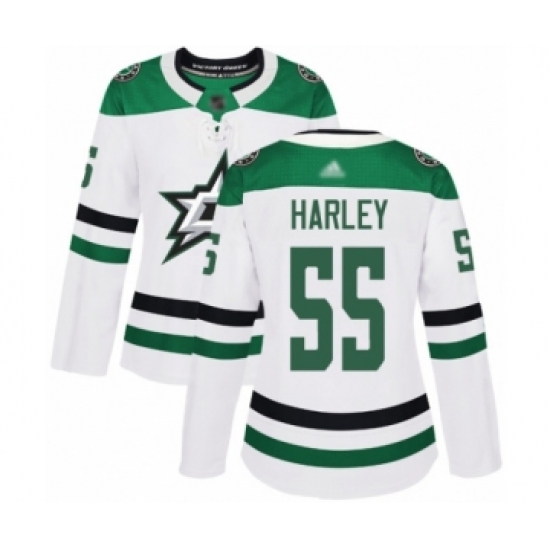 Women's Dallas Stars #55 Thomas Harley Authentic White Away Hockey Jersey - Ujersey