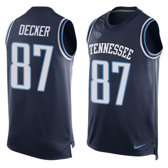 Men's Nike Tennessee Titans #87 Eric Decker Limited Navy Blue Player Name & Number Tank Top Tank Top NFL Jersey - Ujersey