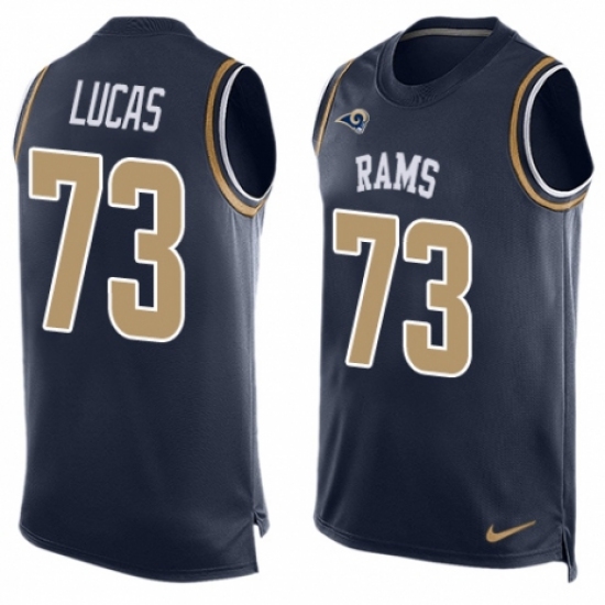 Men's Nike Los Angeles Rams #73 Cornelius Lucas Limited Navy Blue Player Name & Number Tank Top NFL Jersey - Ujersey