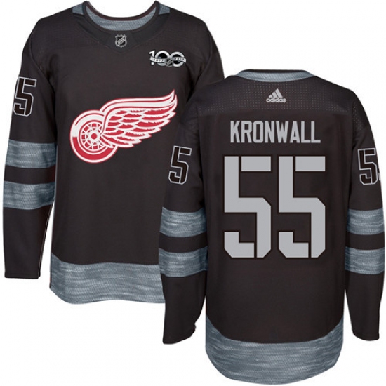 Men's Adidas Detroit Red Wings #55 Niklas Kronwall Premier Black 1917-2017 100th Anniversary NHL Jersey