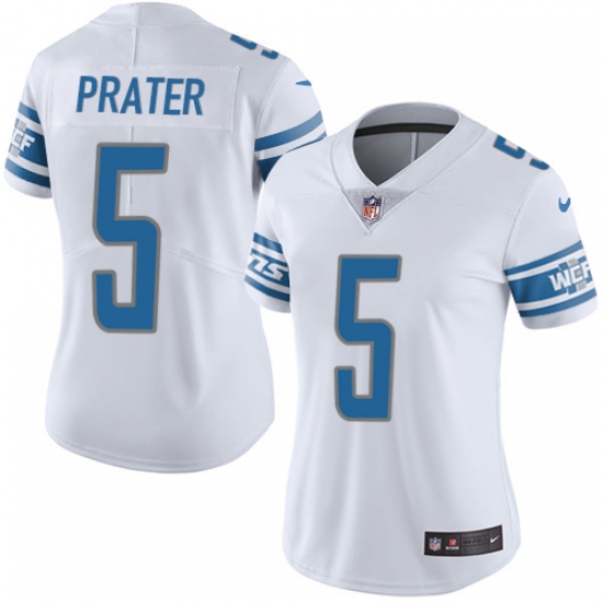 Women's Nike Detroit Lions #5 Matt Prater Limited White Vapor Untouchable NFL Jersey - Ujersey